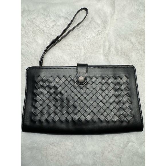 Bottega Veneta Vintage Intrecciato Black Leather Wristlet Clutch - Picture 3 of 10